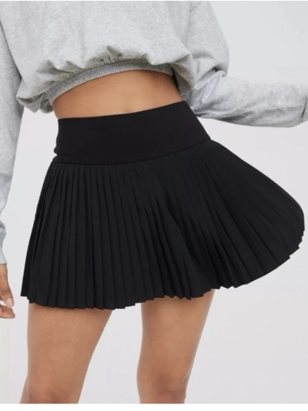 aerie Black Pleated Mini Skirt
